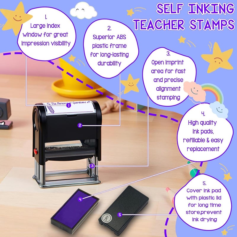 Bertiveny to-The-Parents-of-or-Guardians-Stamps Self-Inking Teacher Grading Stamp for School Supplies,to The Parents of Stamps for Classroom Supply,to The Parents of Stamp for Parent Envelopes,Purple - Image 3